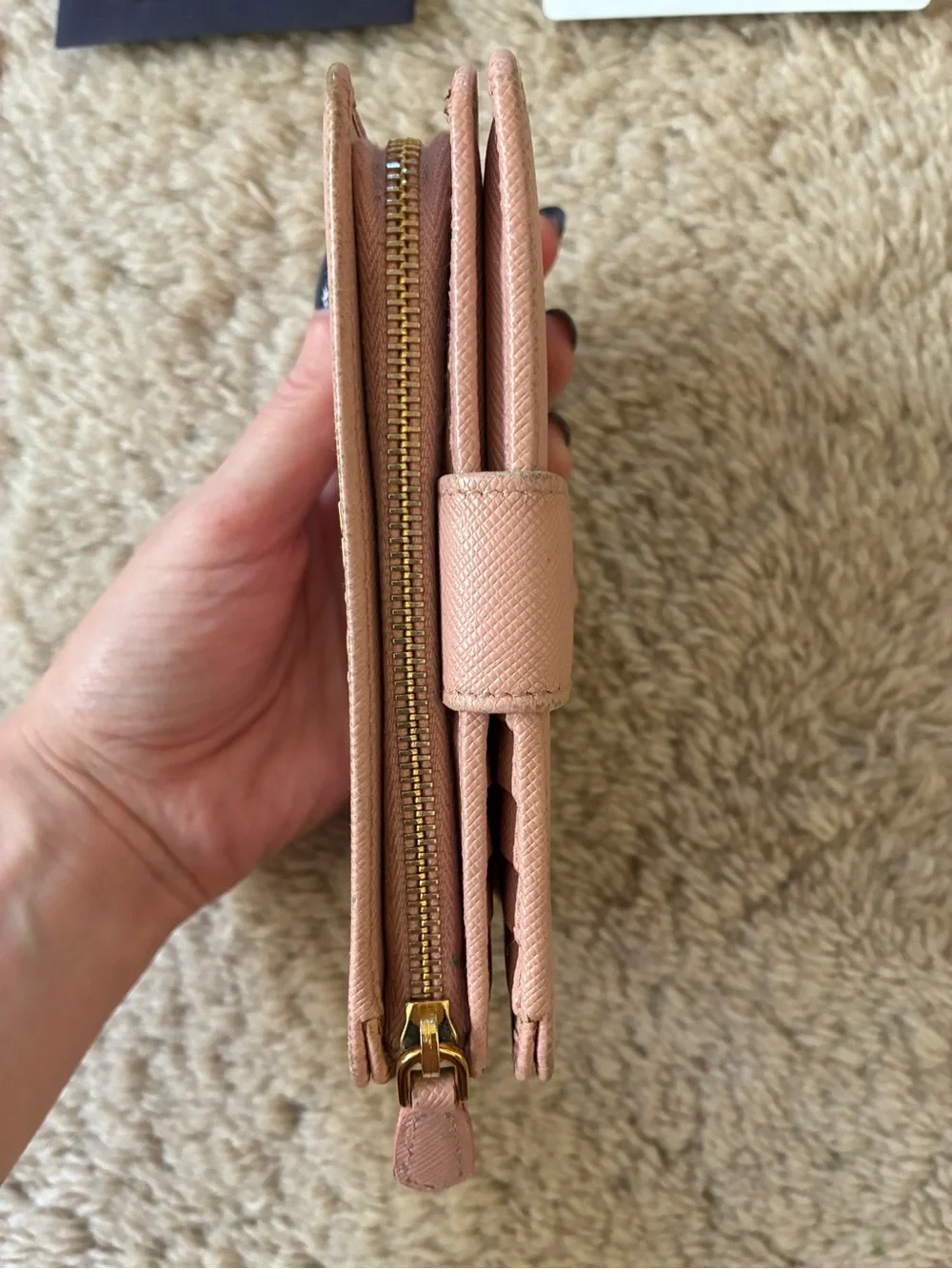 Prada pink saffiano leather wallet